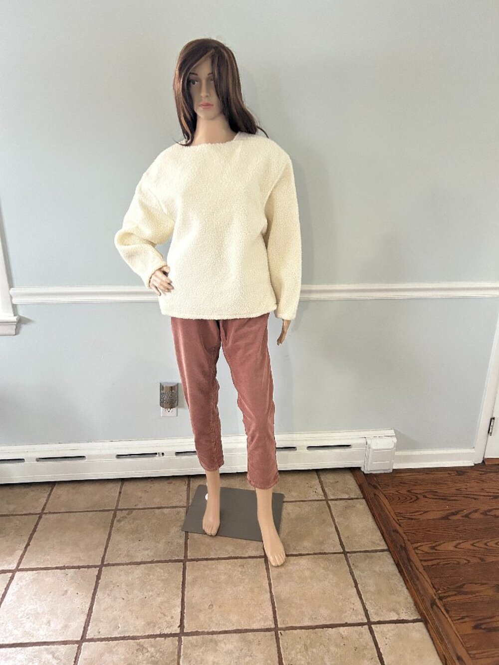 Zara Cream Color Fuzzy Fleece Pullover NWT Size M